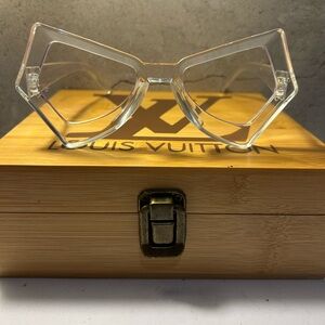 Clear Geometric Cat Eye Glasses